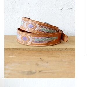 Western S Tan Leather Women's Belt